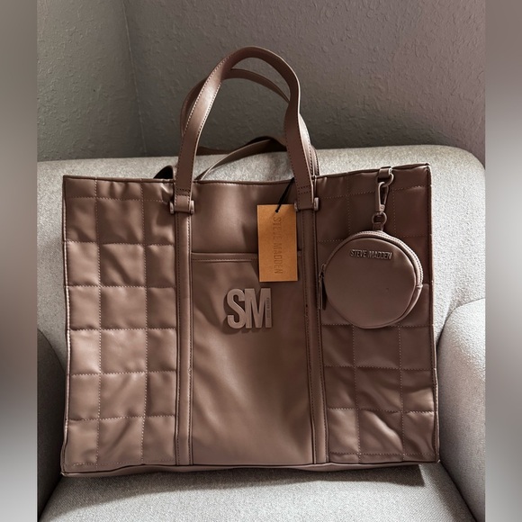 Steve Madden Handbags - NEW Steve Madden Tote Bag. 14"H x 17"W x 3.5"D Mushroom Color
